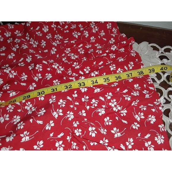 J. Crew Mercantile Mini Dress Size 12 Red Floral Faux-Wrap Cap Sleeves Ruffle - Picture 6 of 10